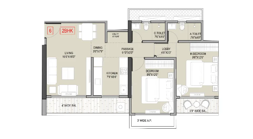 Gokul Hari Ananta floor plan - 2 BHK