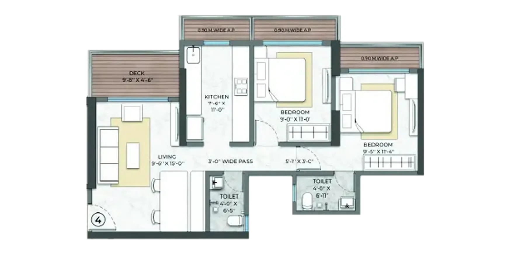 JSB Nakshatra Reserve floor plan - 2 BHK