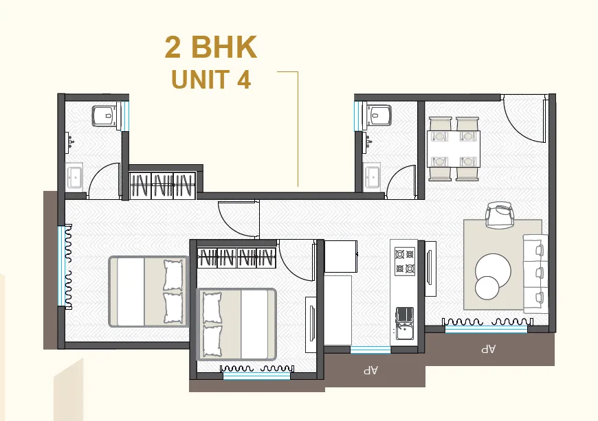 Shripal Supreme floor plan - 2 BHK