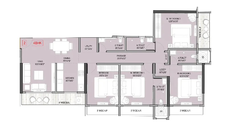 Gokul Hari Ananta floor plan - 4 BHK