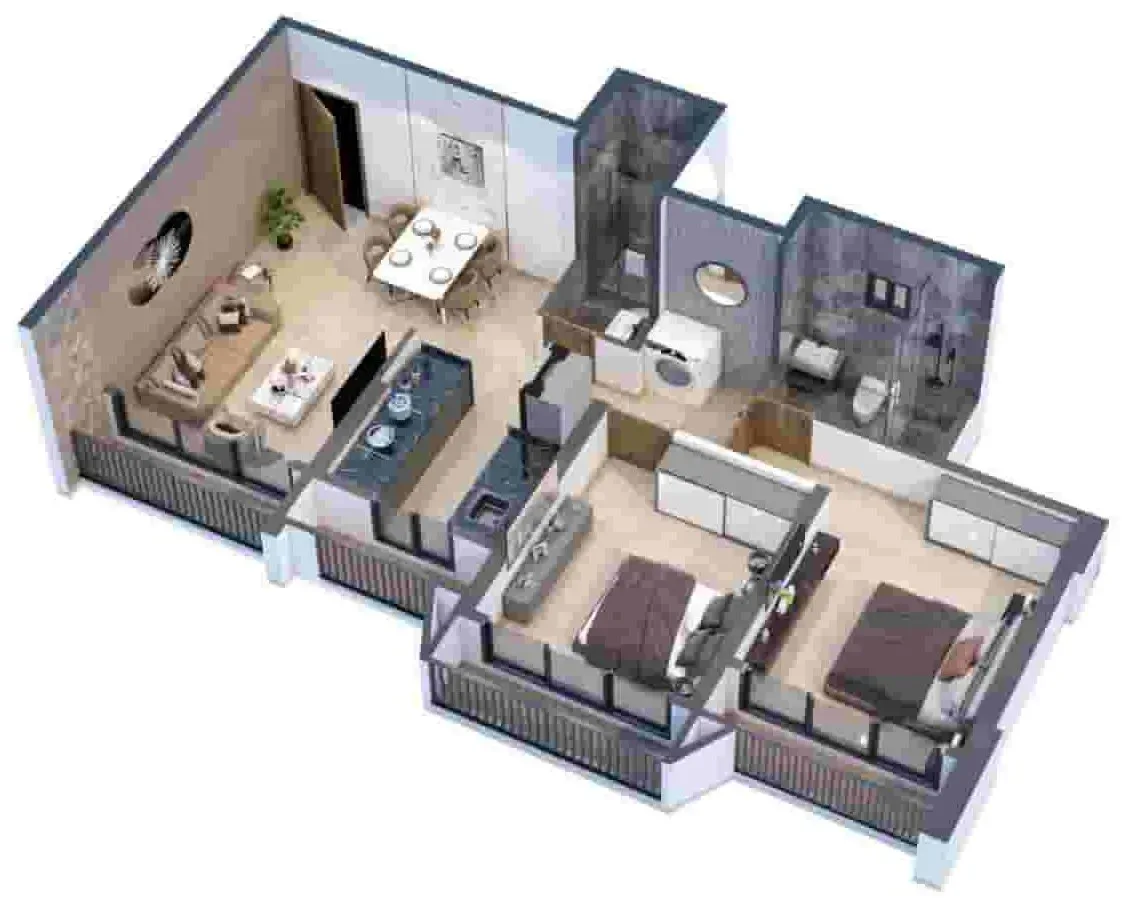 Agarwal Sky Heights floor plan - 2 BHK