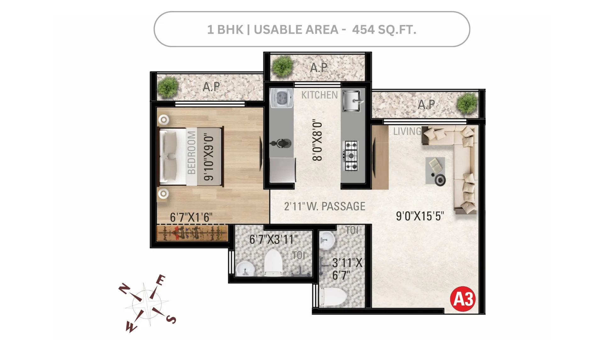 Imperial Luxuria floor plan - 1 BHK
