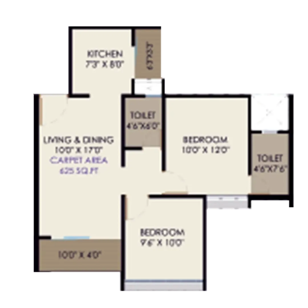 The Curve floor plan - 2 BHK