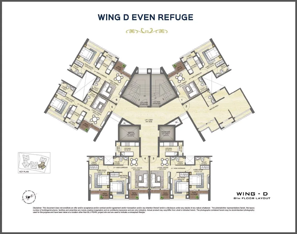 Blu Pearl floor plan - 3 BHK