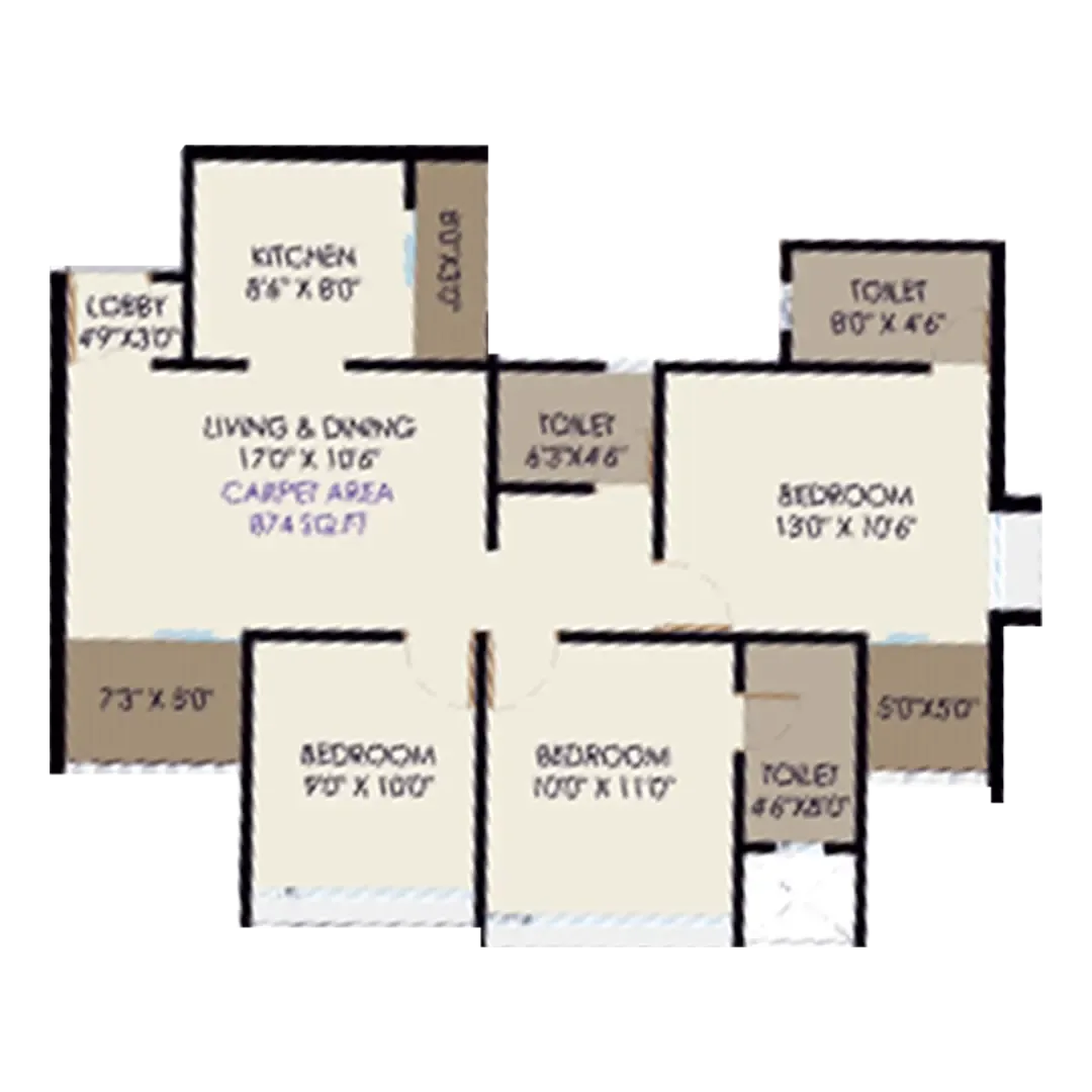 The Curve floor plan - 3 BHK
