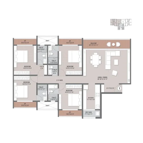 Evara floor plan - 4 BHK