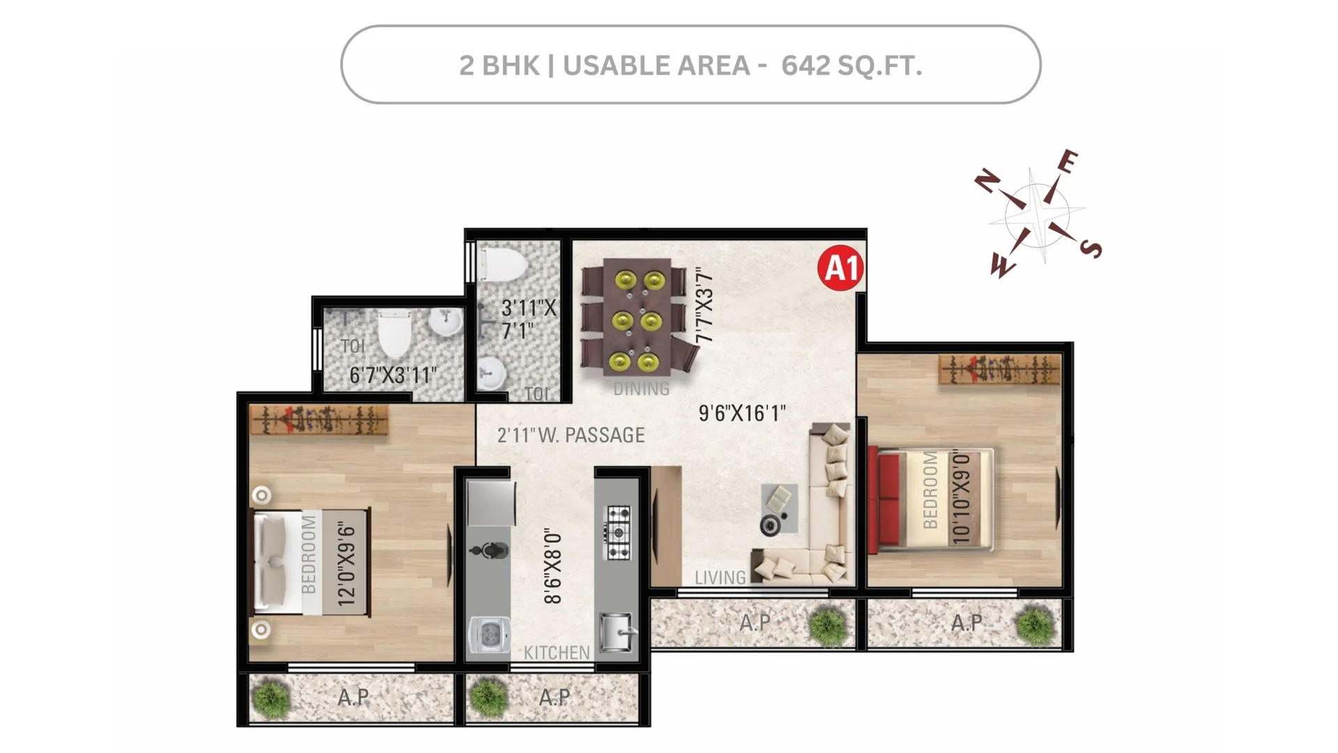 Imperial Luxuria floor plan - 2 BHK