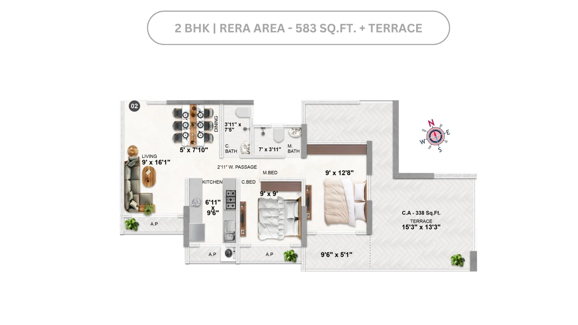 Imperial Dhanraj floor plan - 3 BHK