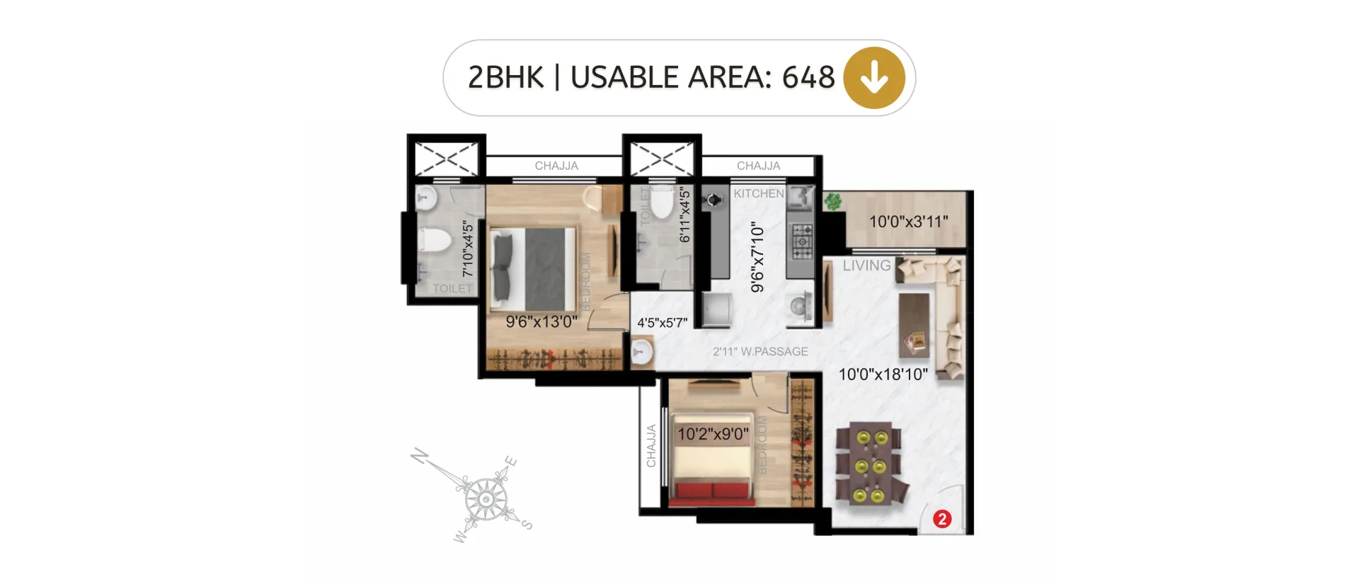 Imperial Exotica floor plan - 2 BHK